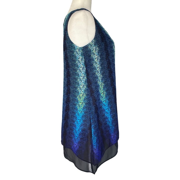 Worthington Blue Green Snakeskin Print Handkerchief Hem Sleeveless Tank Blouse S - Picture 5 of 14